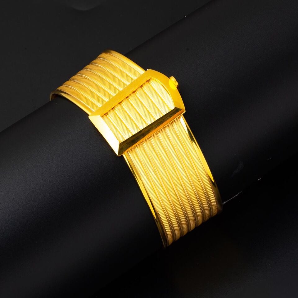 7 Sıra Hasır 22 Ayar Kelepçe Altın Bilezik