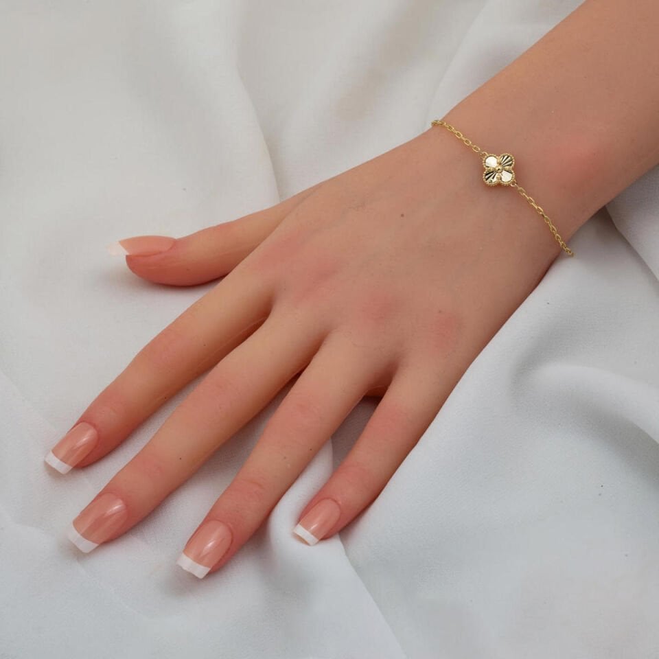 Yoncalı Sarı Altın Zarif Bileklik