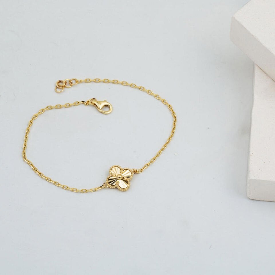 Yoncalı Sarı Altın Zarif Bileklik