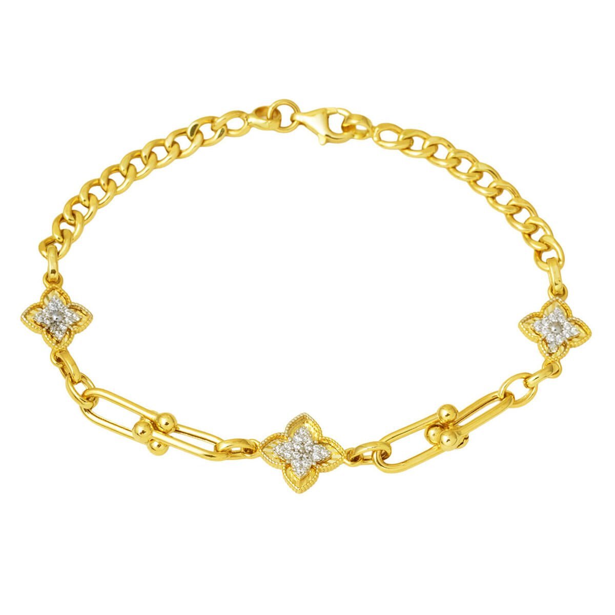 Tiffany Zincirli Yonca Altın Bileklik 14 Ayar