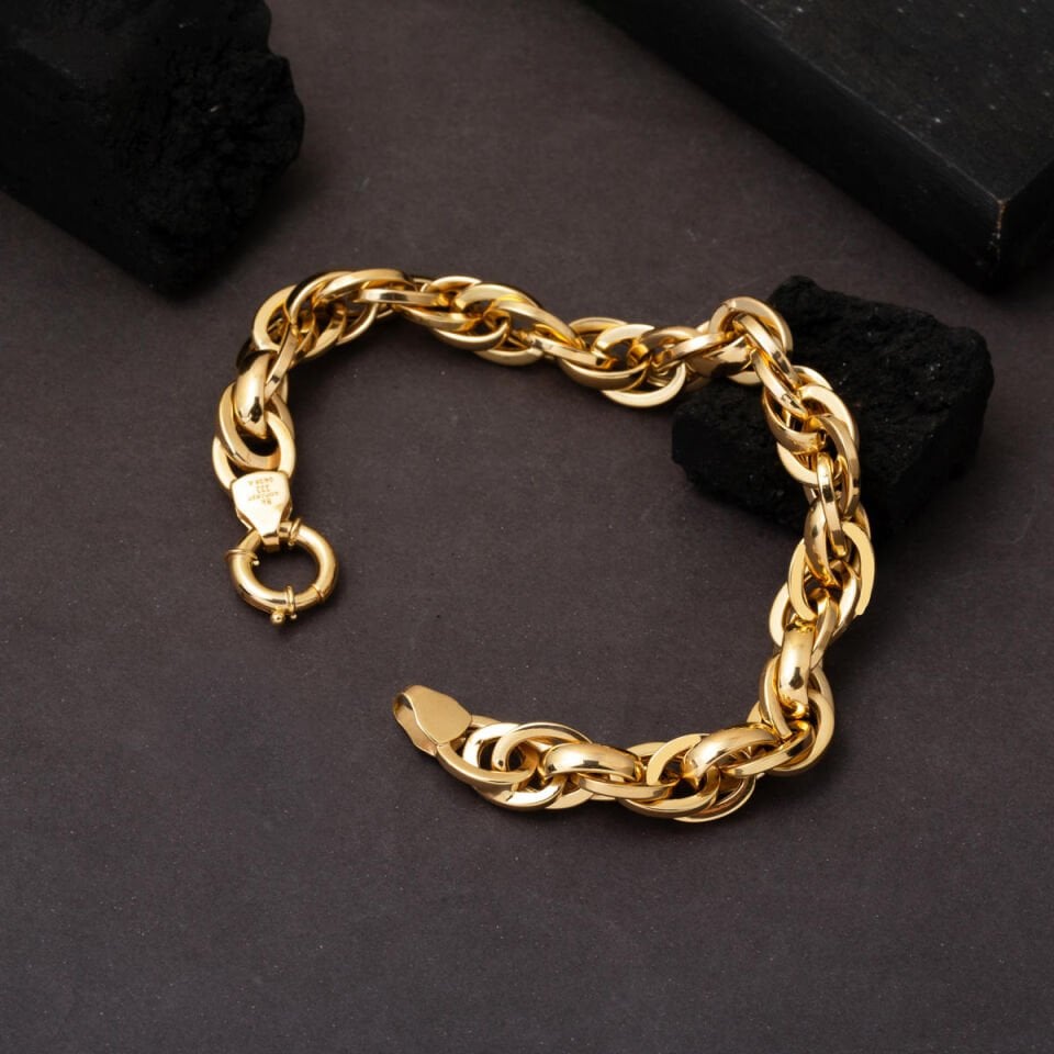 Hallow Halka Örgülü Altın Bileklik