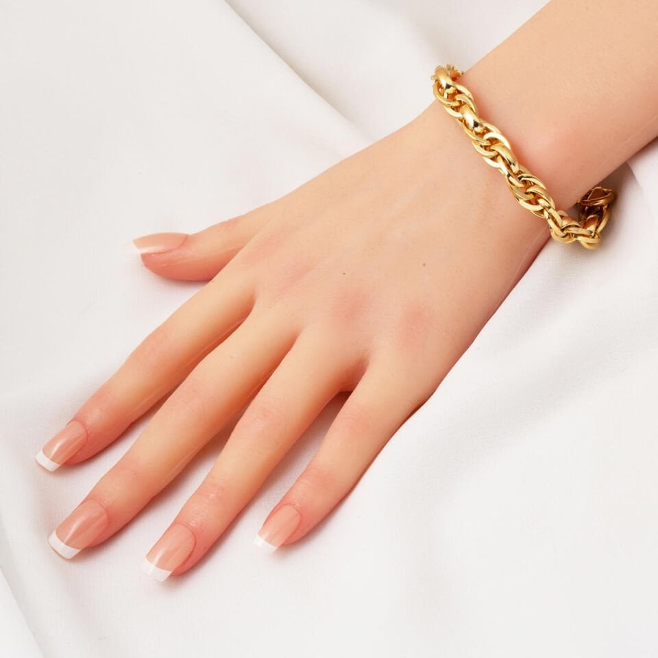 Hallow Halka Örgülü Altın Bileklik