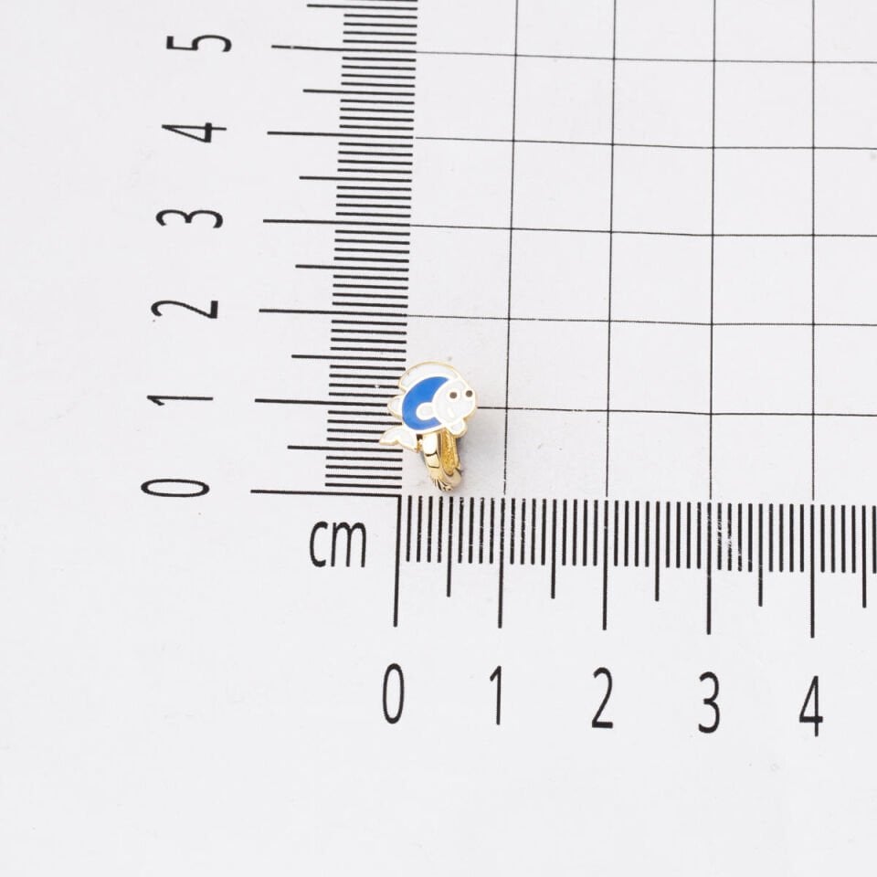 Mavi Balıklı 14 Ayar Altın Çocuk Küpesi