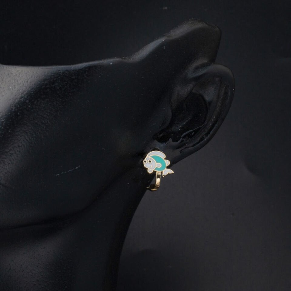 Balıklı Çocuk Küpesi 14 Ayar Altın