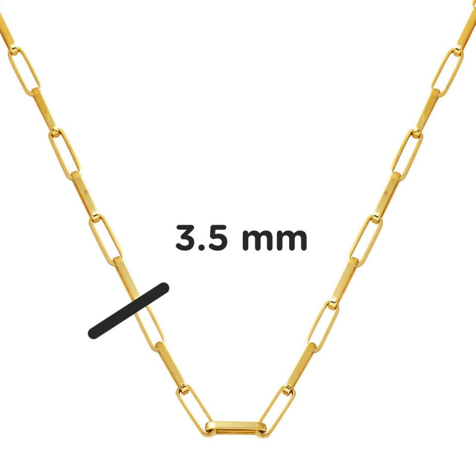 Ataç 14 Ayar Altın Zincir Kolye (3,5 mm Enli) 60 cm.