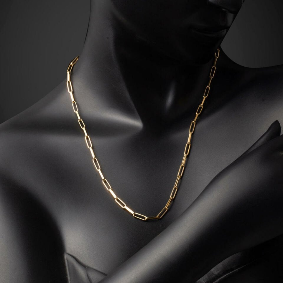 Ataç 14 Ayar Altın Zincir Kolye (3,5 mm Enli) 60 cm.