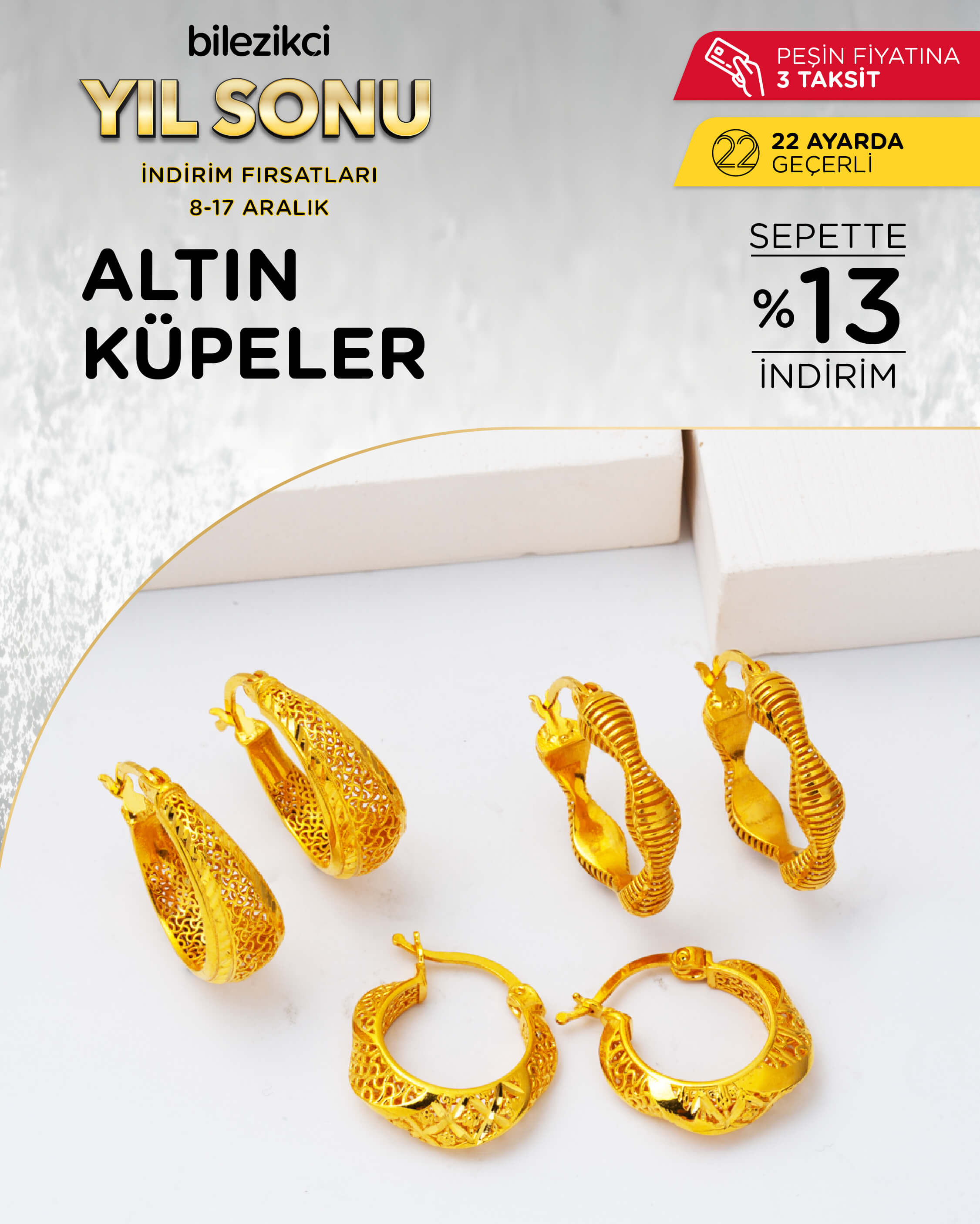 yıl sonu indirimli altın küpe modelleri
