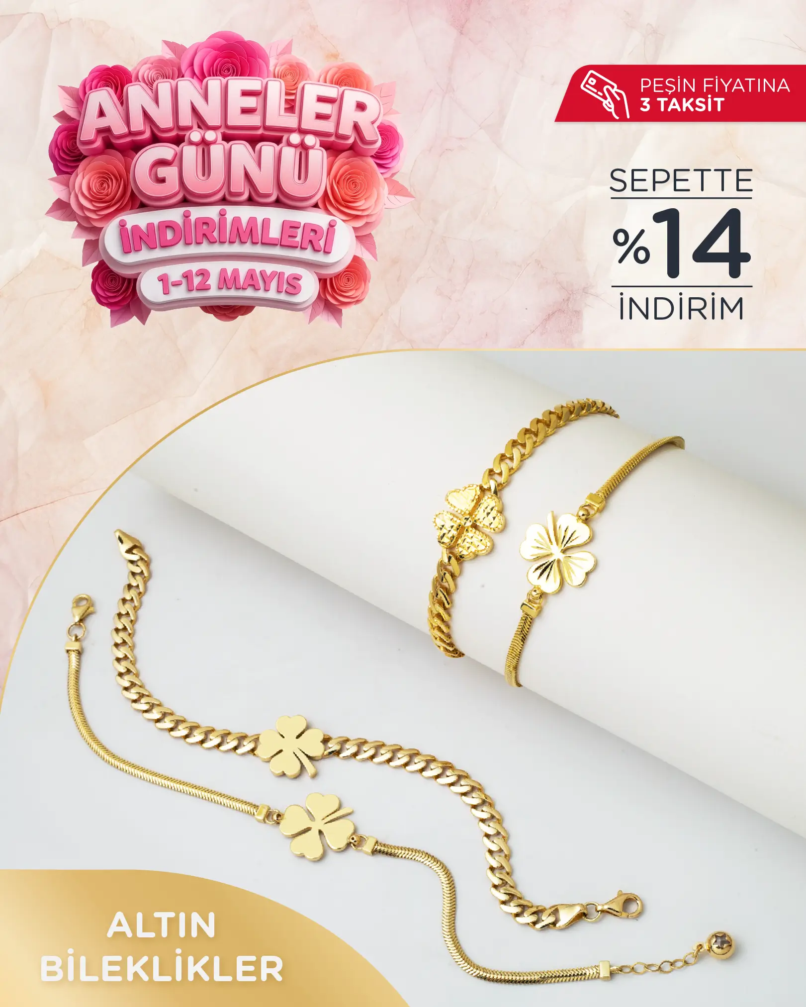 Anneler Gününe Özel İndirimli Altın Bileklik Modelleri 