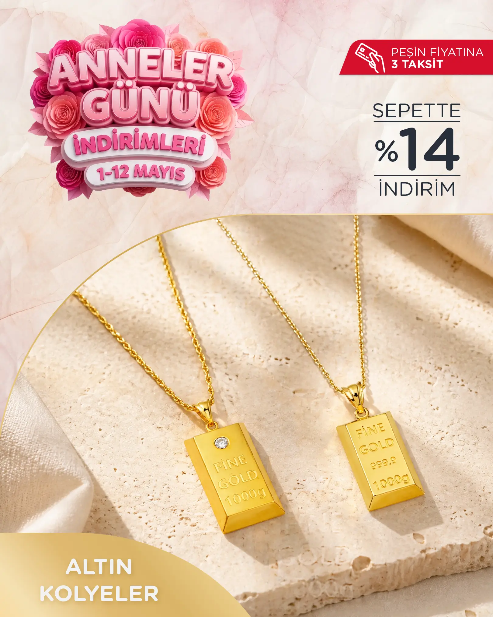 Anneler Gününe Özel İndirimli Altın Kolye Modelleri 