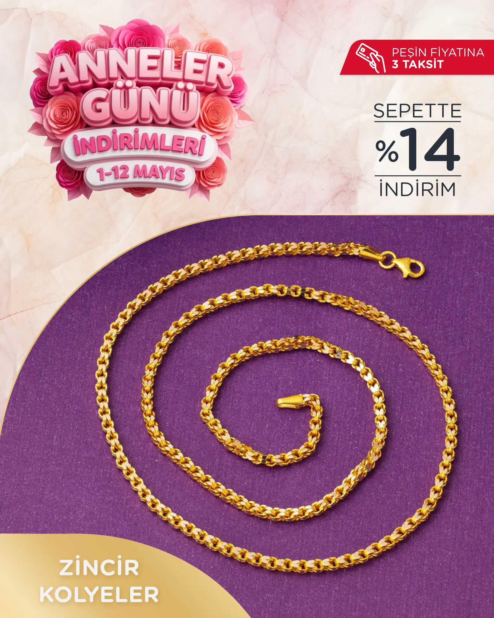 Anneler Gününe Özel İndirimli Altın Zincir Kolye Modelleri 