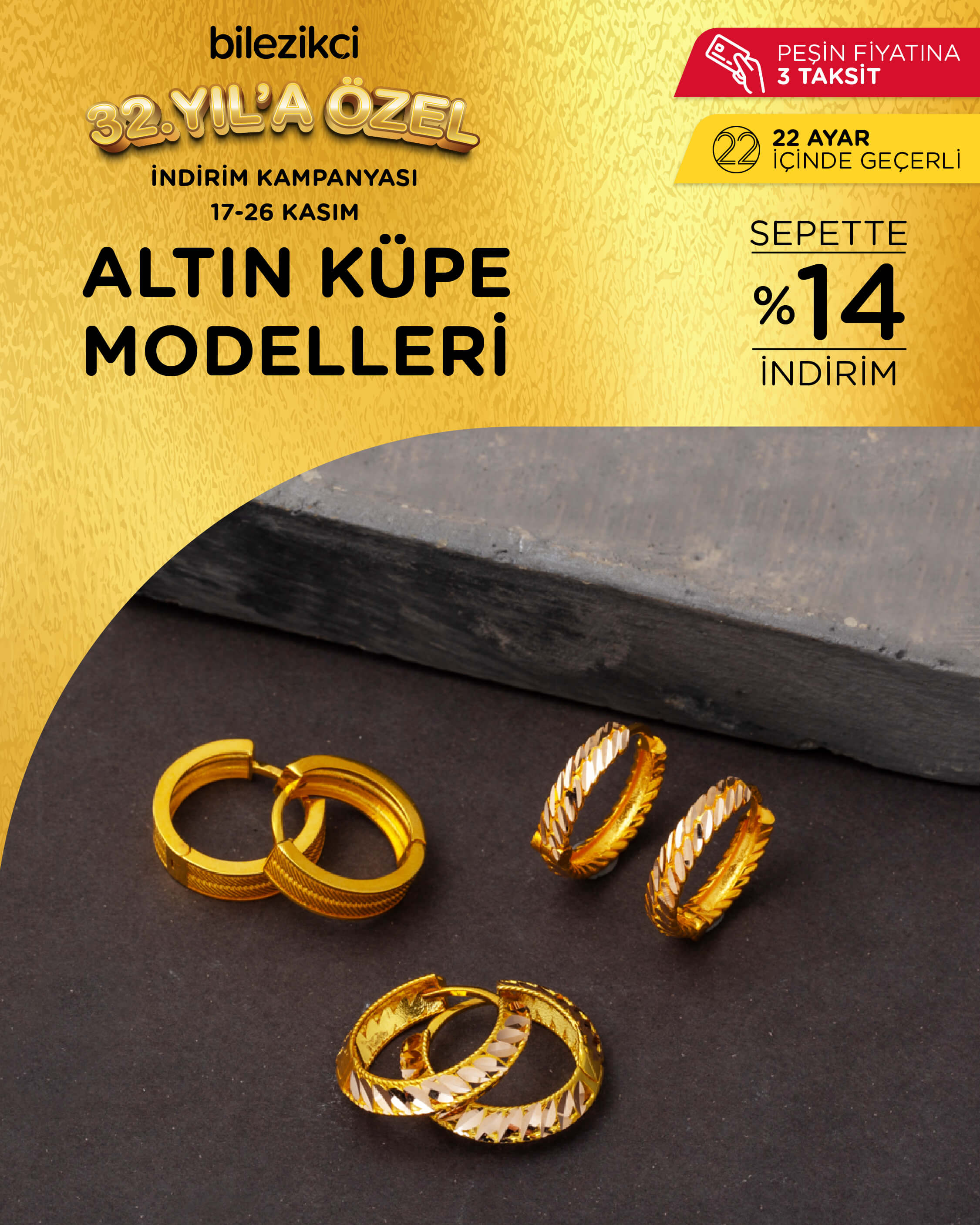 indirimli altın küpe modelleri ve fiyatları