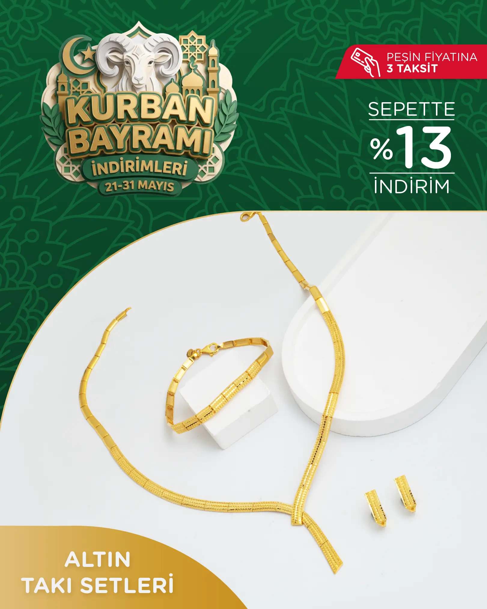 Bayrama Özel Altın Takı Setlerinde %13 Ek İndirimde