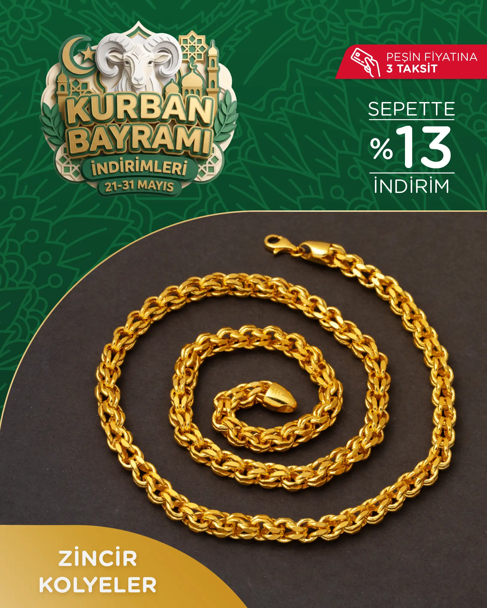 Bayrama Özel Zincir Kolyelerde Ek %13 İndirim