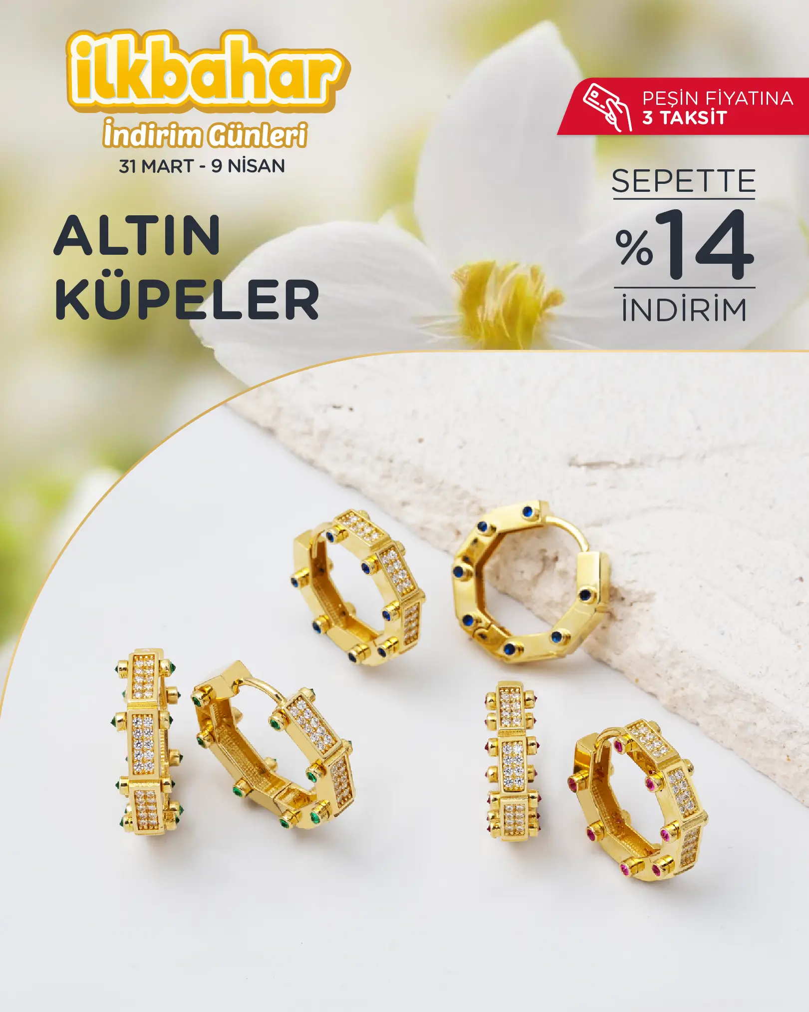 İlkbahara özel altın küpe modelleri ve fiyatları