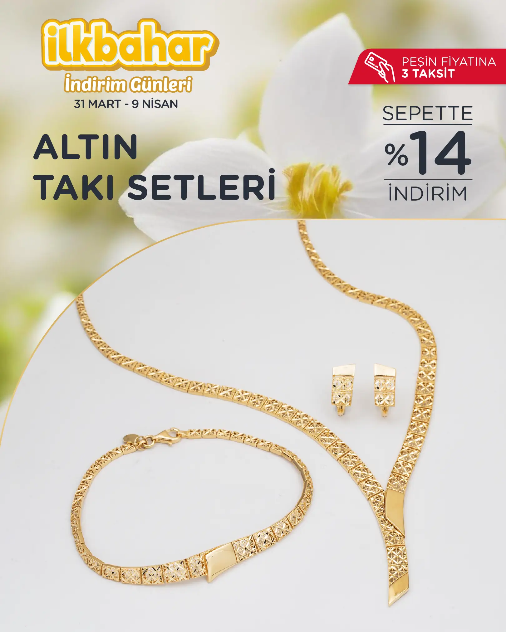 İlkbahara özel altın takı seti modelleri ve fiyatları