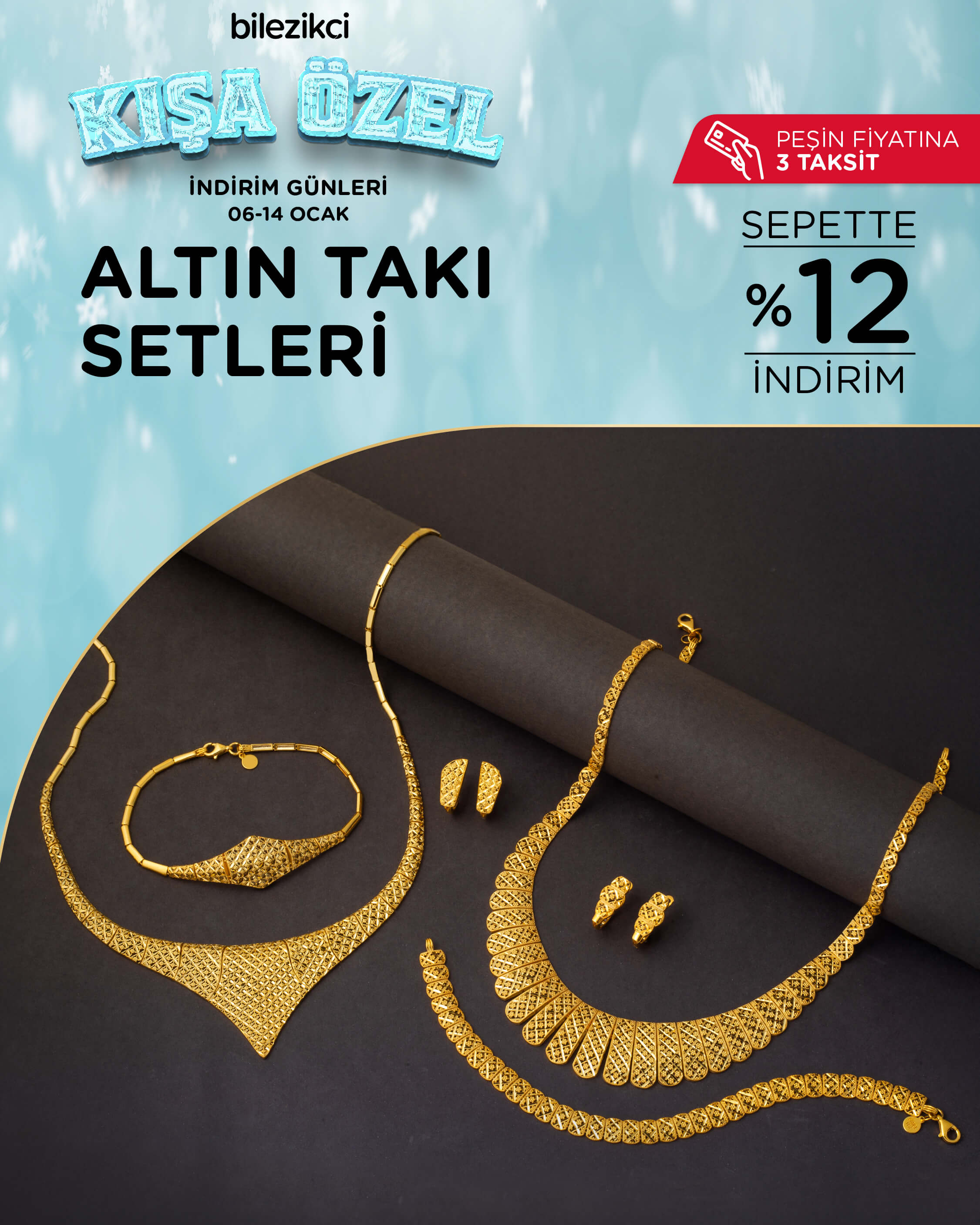 kışa özel indirimli altın takı seti modelleri ve fiyatları