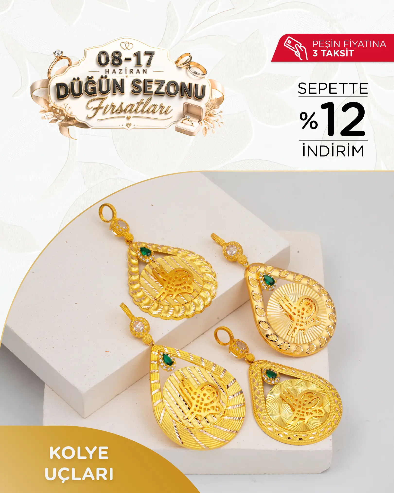 Düğün Sezonu Fırsatlarına Özel Altın Kolye Uçları