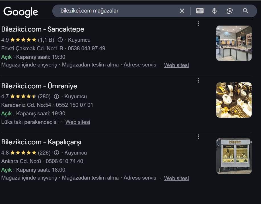 bilezikci.com mağazalar