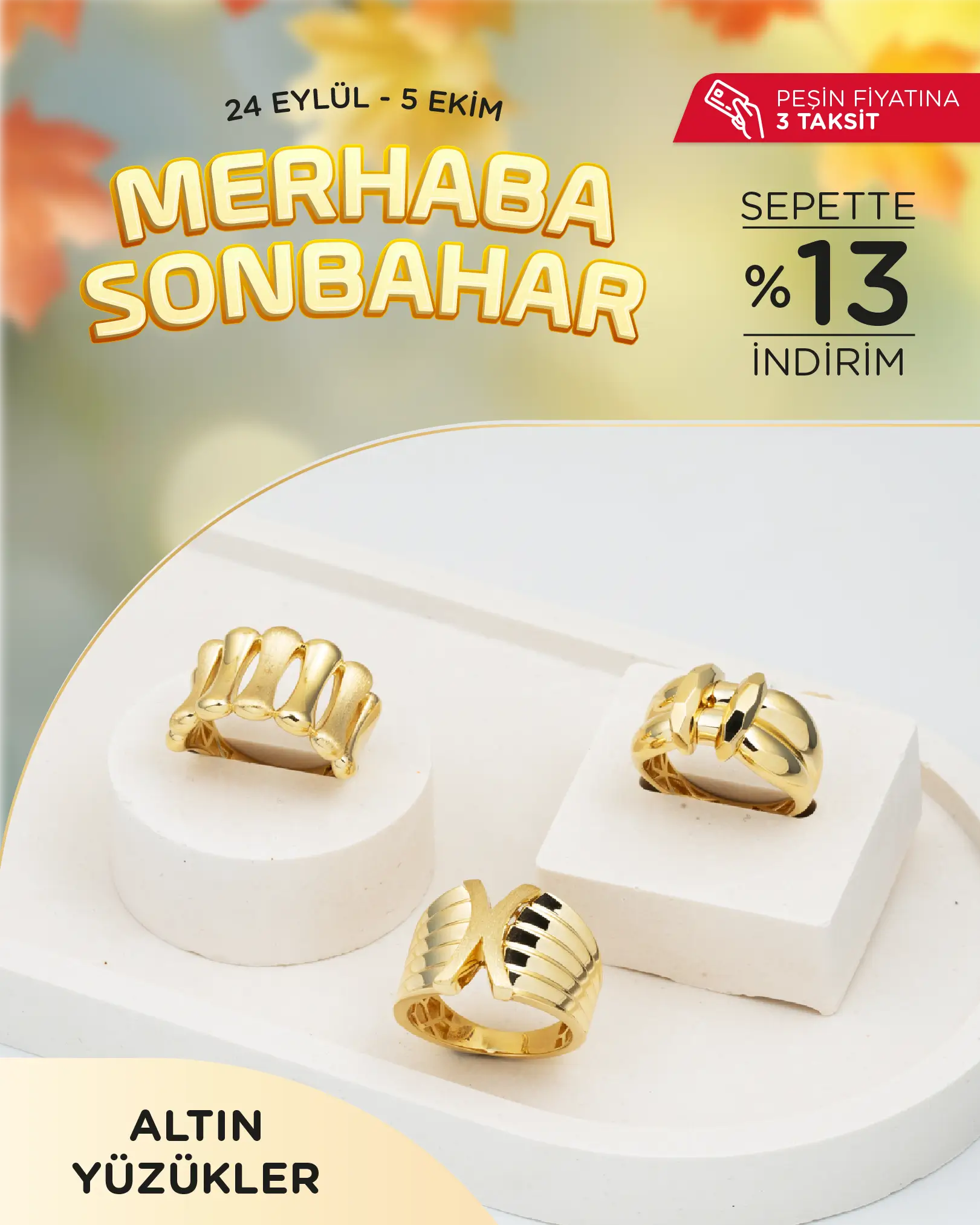 Sonbahara Özel Altın Yüzükler Sepette Ek %13 İndirimli