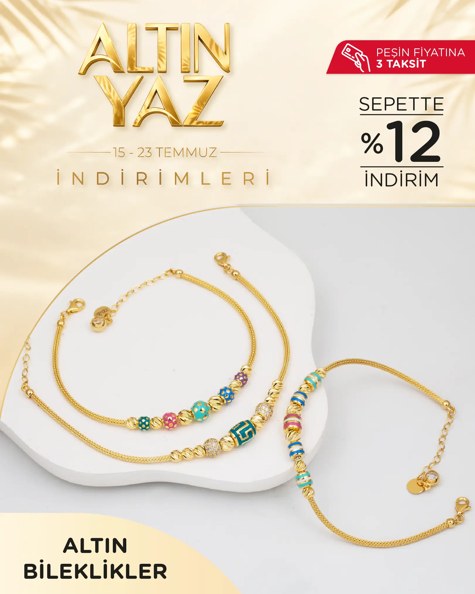 Sepette %12 indirimli Altın Bileklikler
