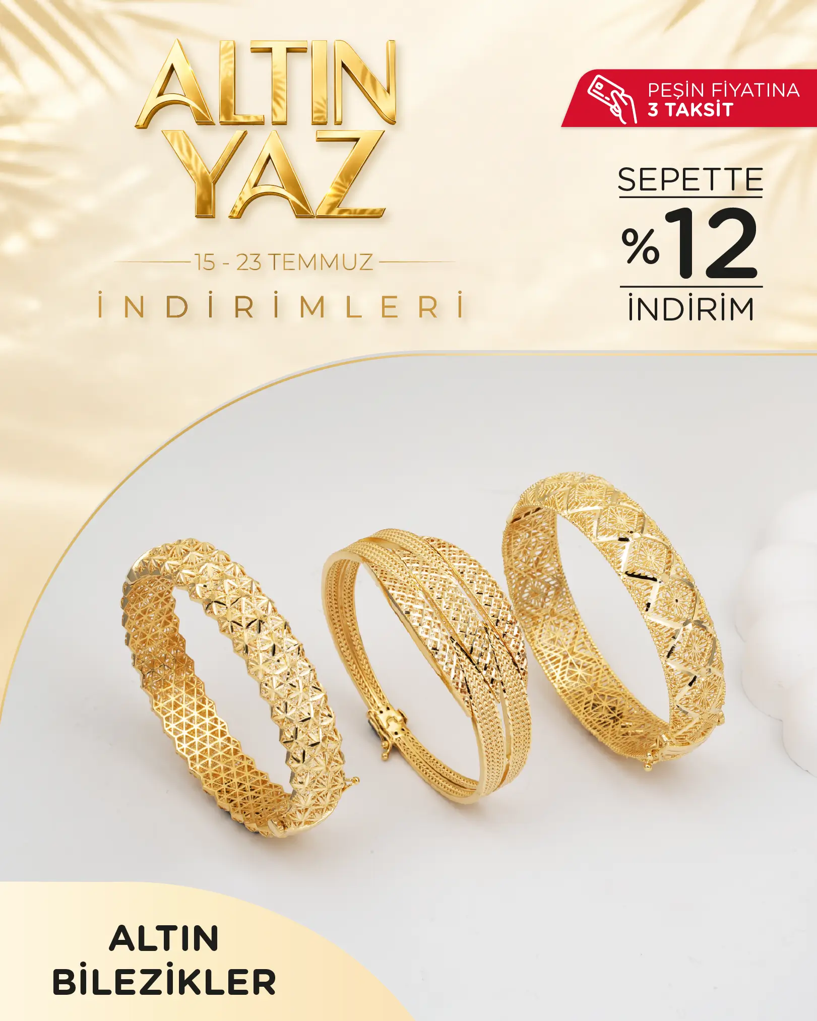 Sepette %12 indirimli Altın Bilezikler