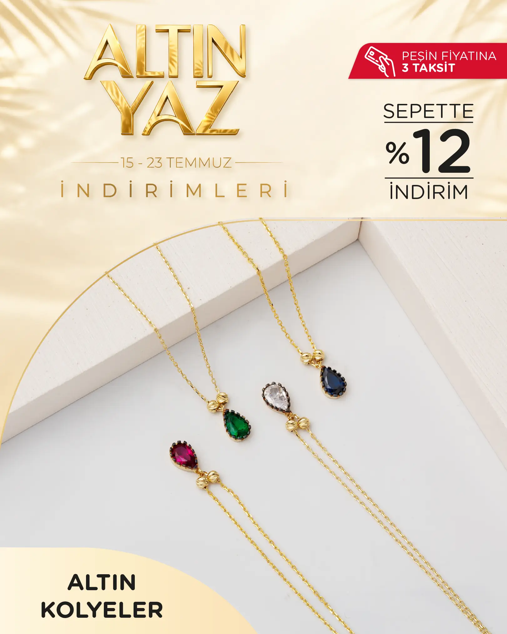 Sepette %12 indirimli Altın Kolyeler