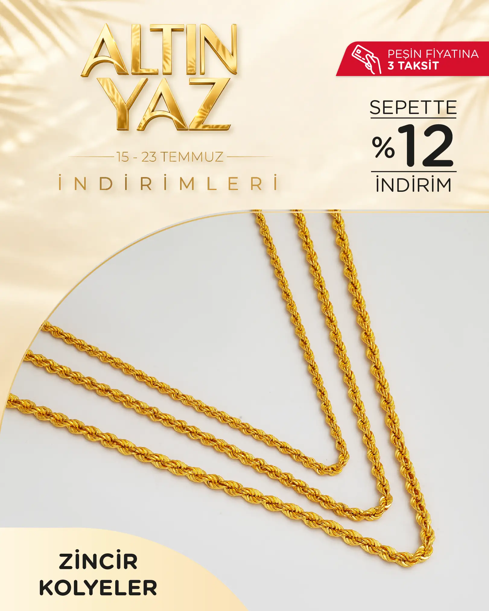 Sepette %12 indirimli Altın Zincir Kolyeler