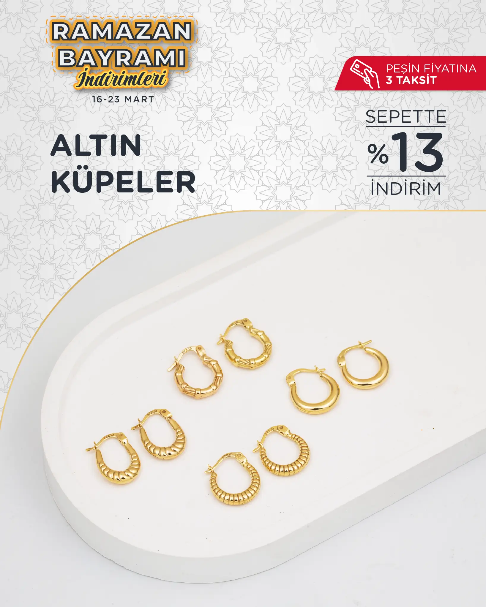 Bayrama özel indirimli altın küpe modelleri