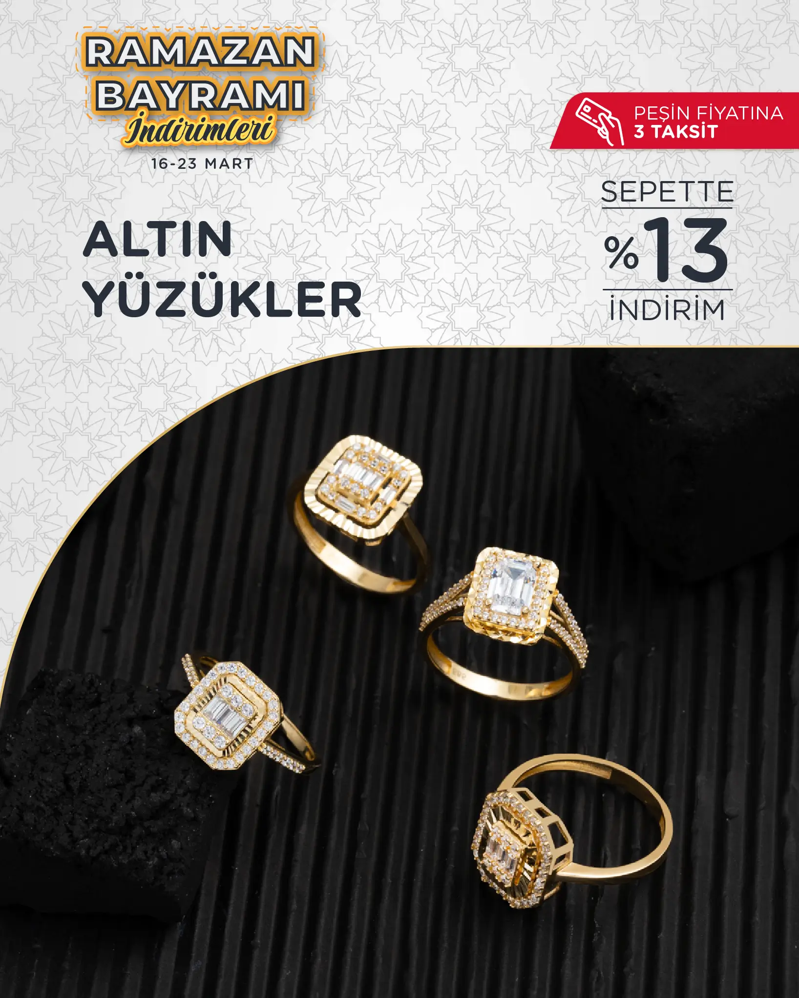Bayrama özel indirimli altın yüzük modelleri