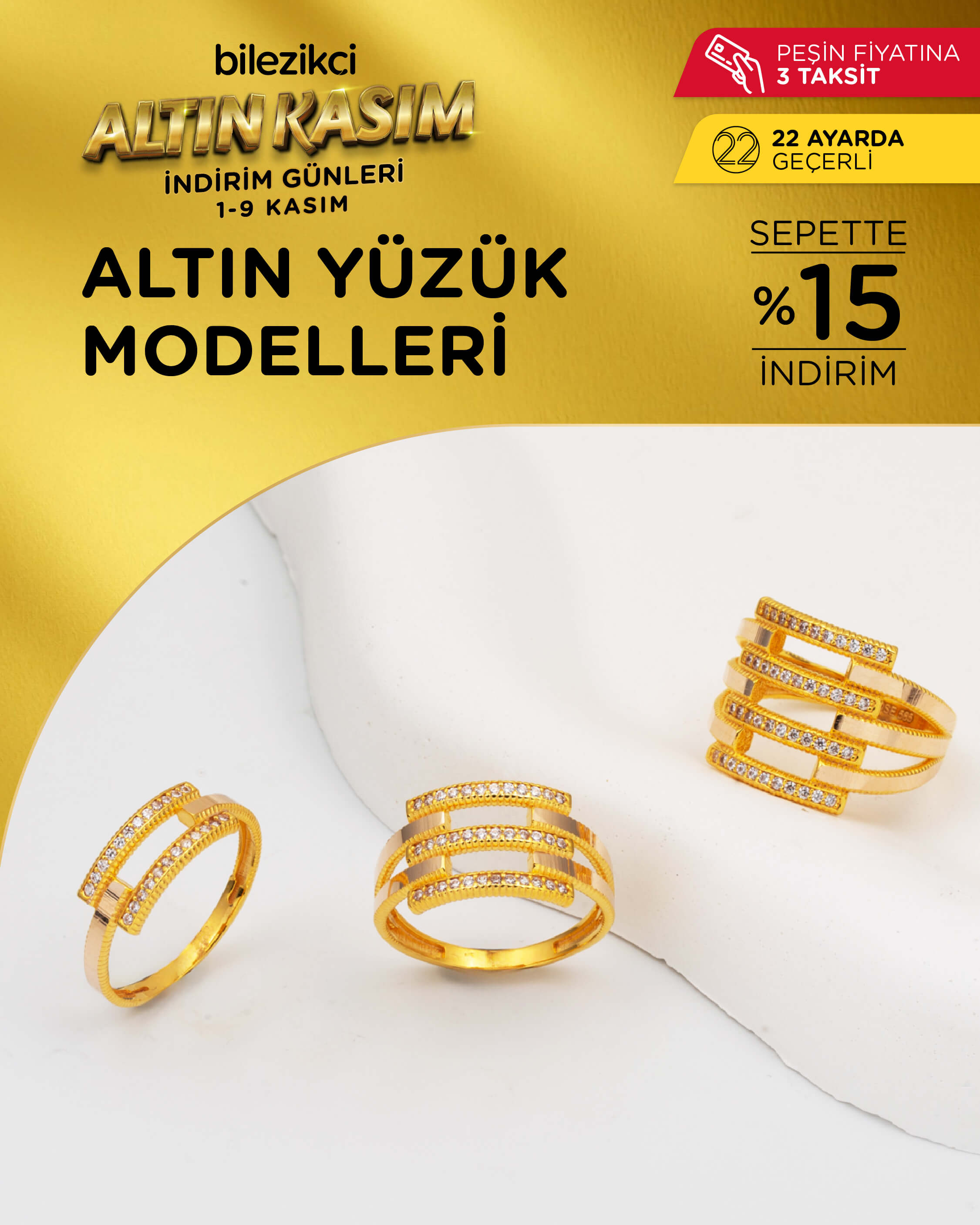altın kasım indirimli yüzükler