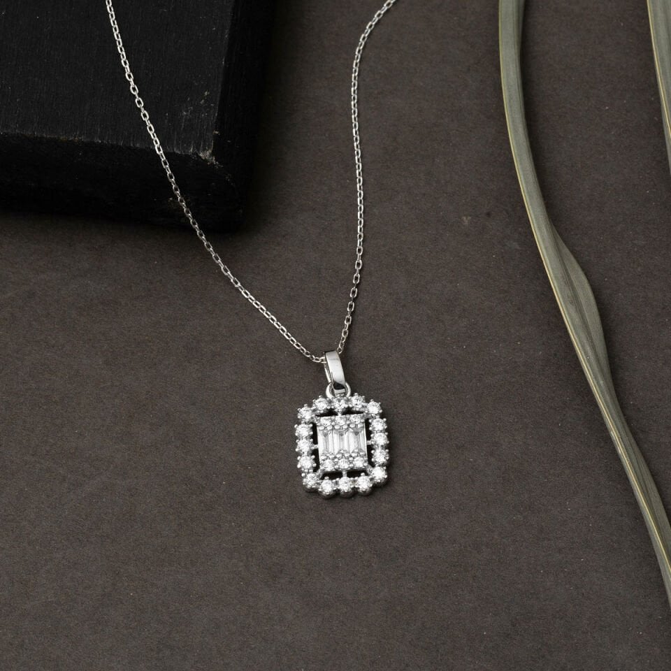 Baget Taşlı Spor Beyaz Altın Üçlü Set