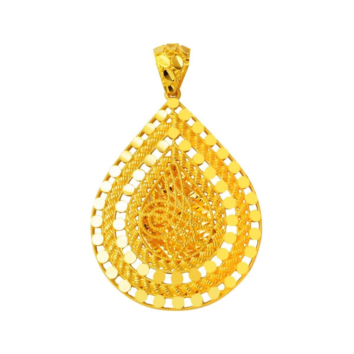 Pullu Damla Tuğra Altın Kolye Ucu