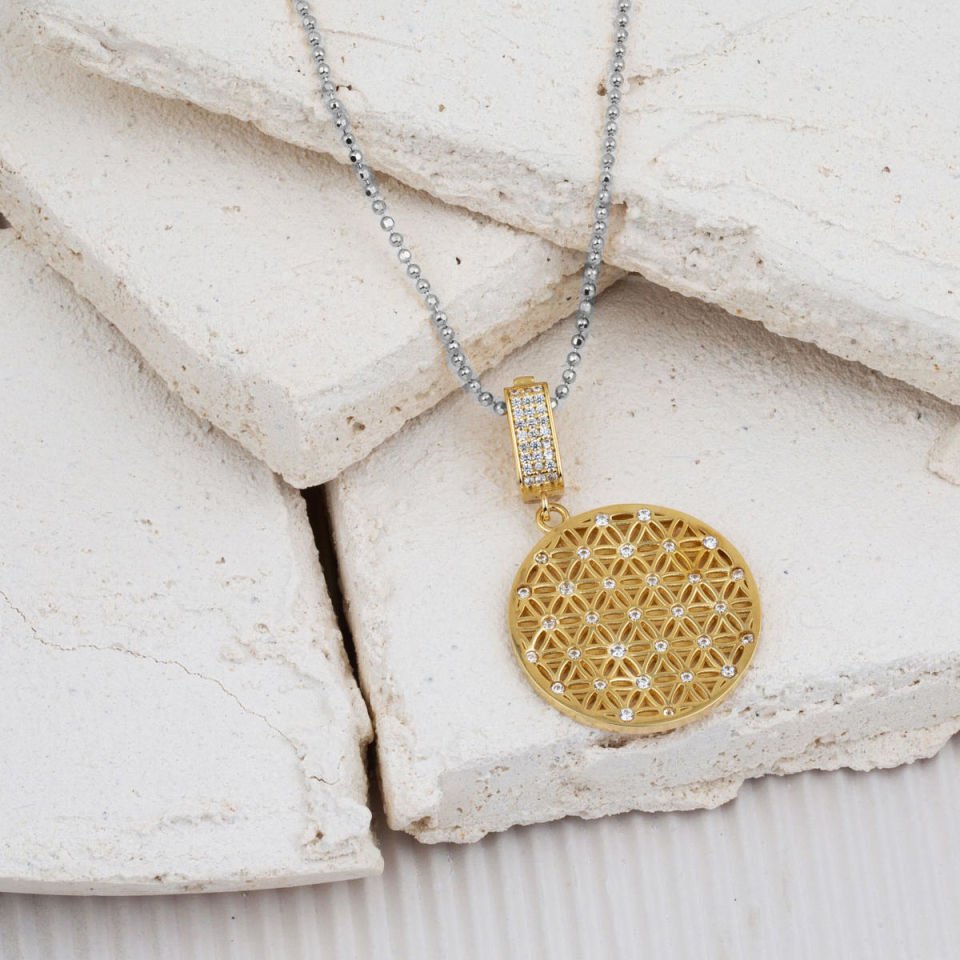 Yaşam Çiçeği 14 Ayar Altın Zincirsiz Kolye