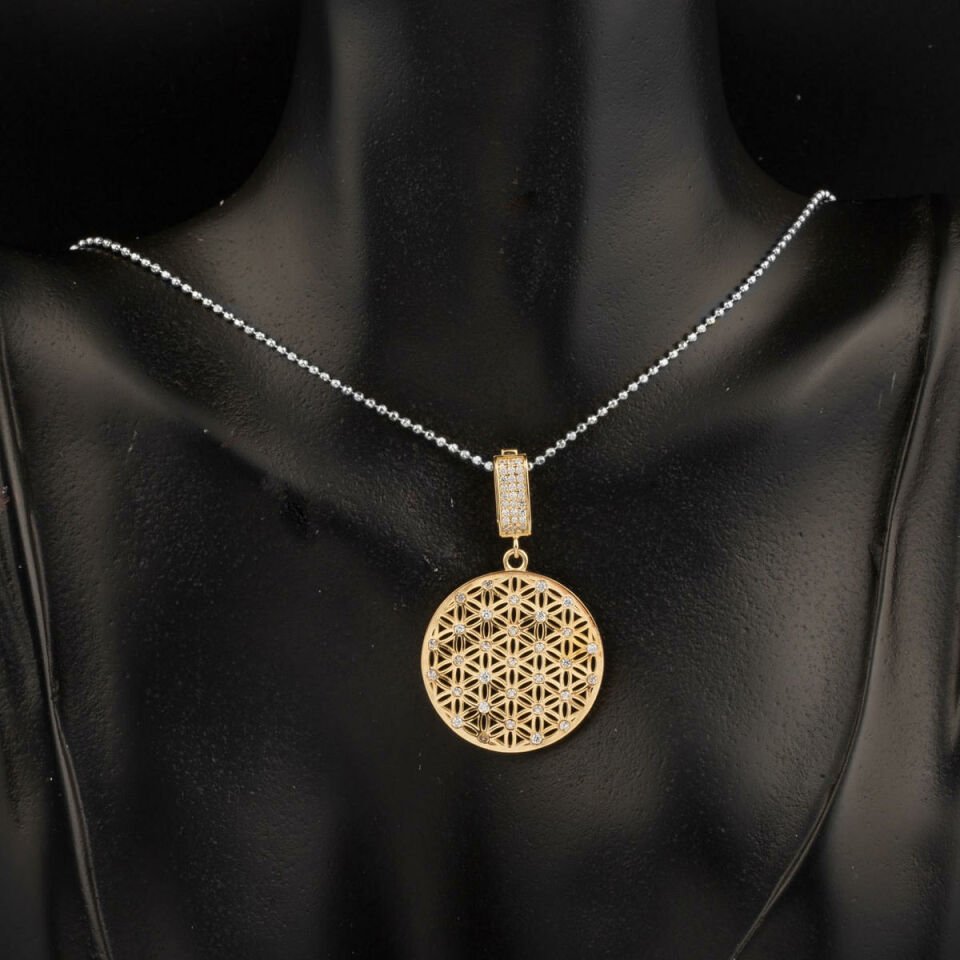 Yaşam Çiçeği 14 Ayar Altın Zincirsiz Kolye