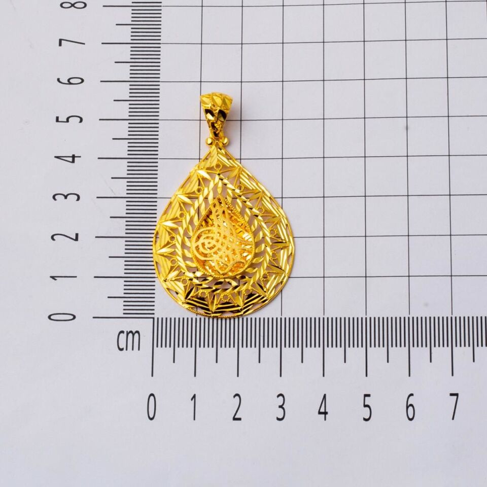 Damla Tuğra Taşsız Altın Kolye Ucu