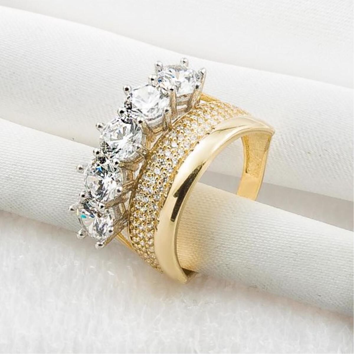 Beştaşlı Alyans 14 Ayar Altın Yüzük