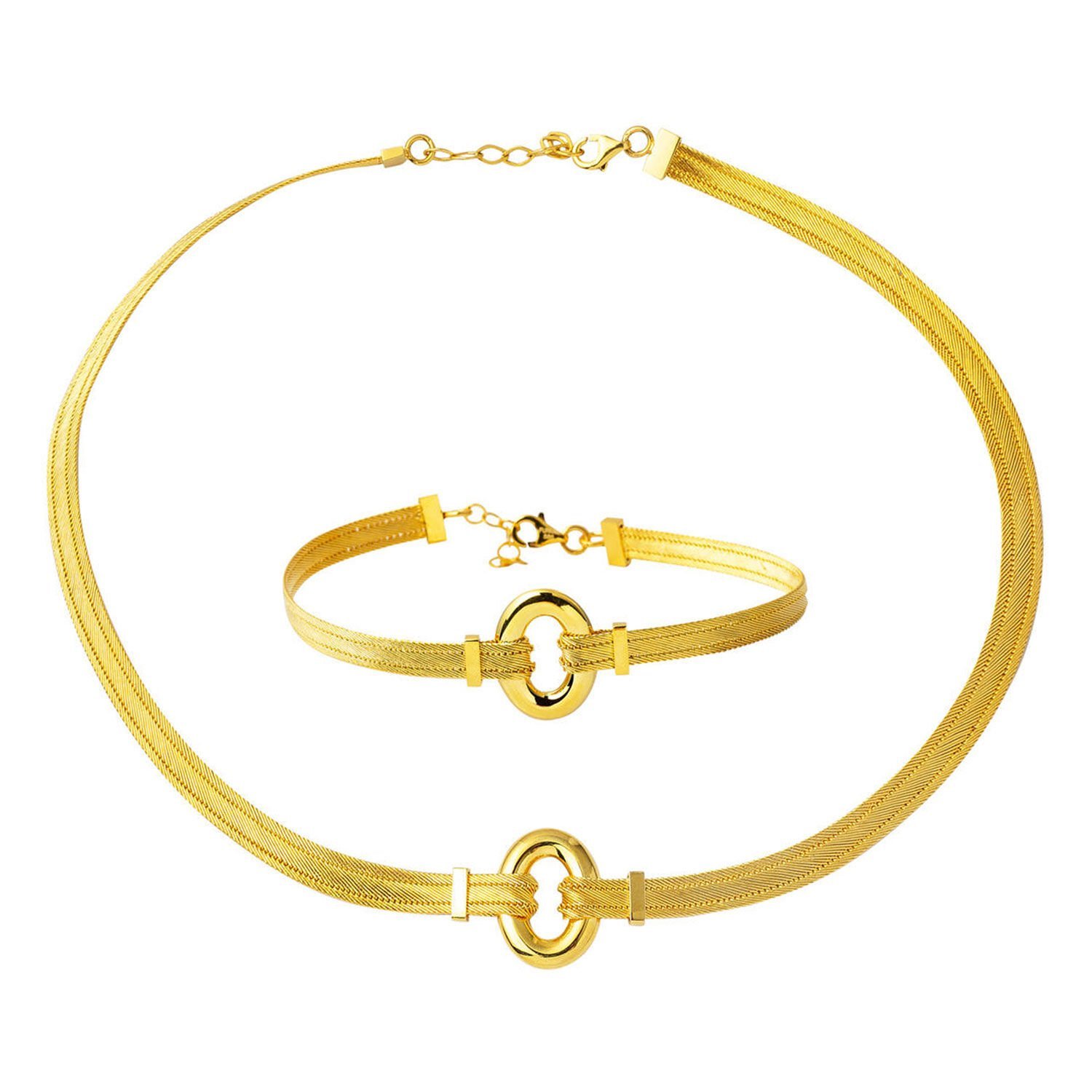 Hasır Gerdanlık & Bileklik 22 Ayar Altın Set