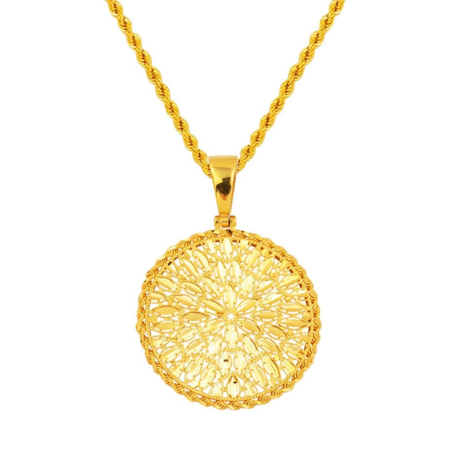 22 Ayar Yaşam Çiçeği Altın Kolye (3 cm Çaplı)