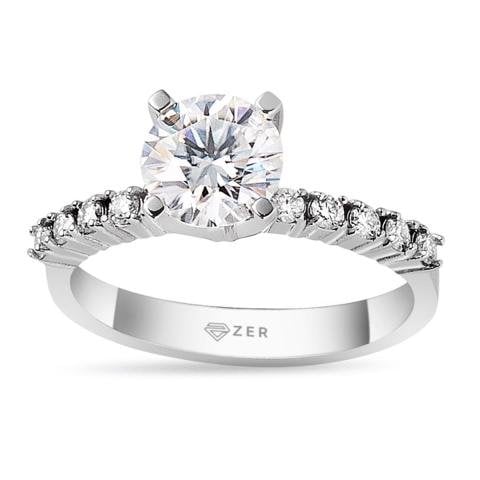 1,37 Karat Mozanit Tektaşlı Altın Yüzük