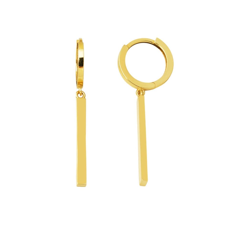 Düz Sallantılı Çubuk Küpe 14 Ayar Altın