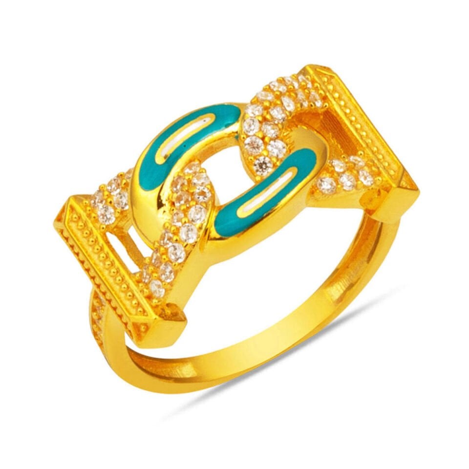 Turkuaz Mineli Gurmet Altın Yüzük