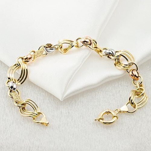 Favori Gold Taşlı 3 Renkli 14 Ayar Bileklik