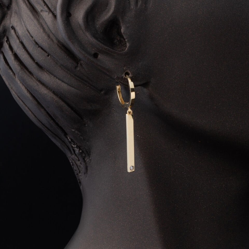 Çubuk 14 Ayar Altın Kolye Küpeli Takı Seti