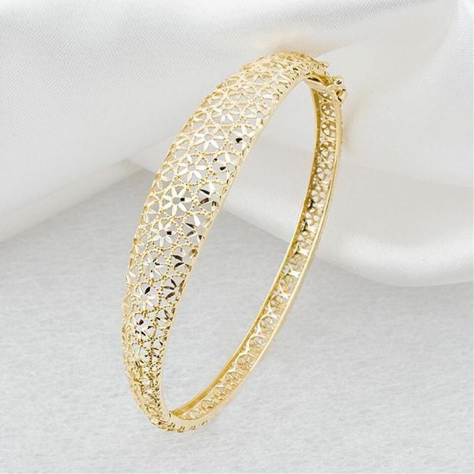 Telkari Taşsız 14 Ayar Altın Kelepçe Bilezik