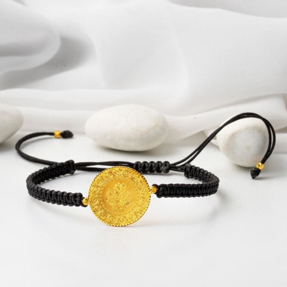 Çeyrek Altınlı İpli 22 Ayar Bileklik