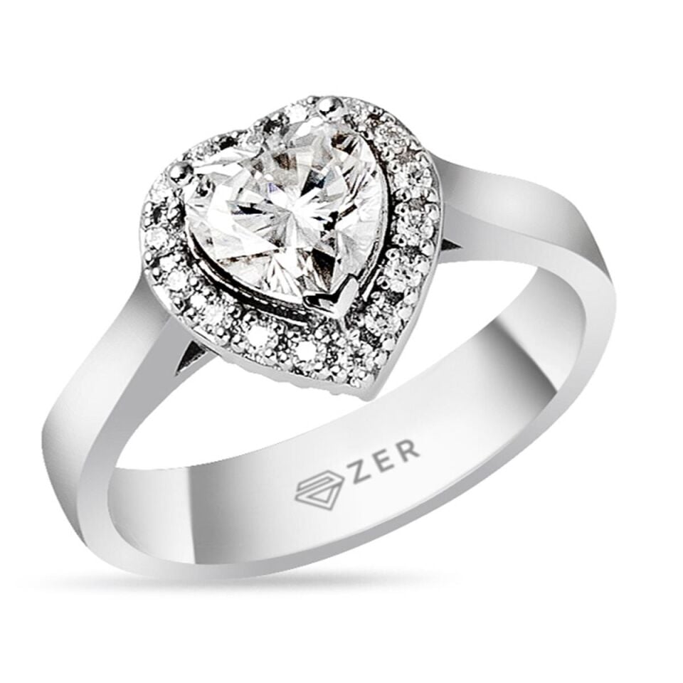 1,80 Karat Mozanit Damla Taşlı Altın Yüzük