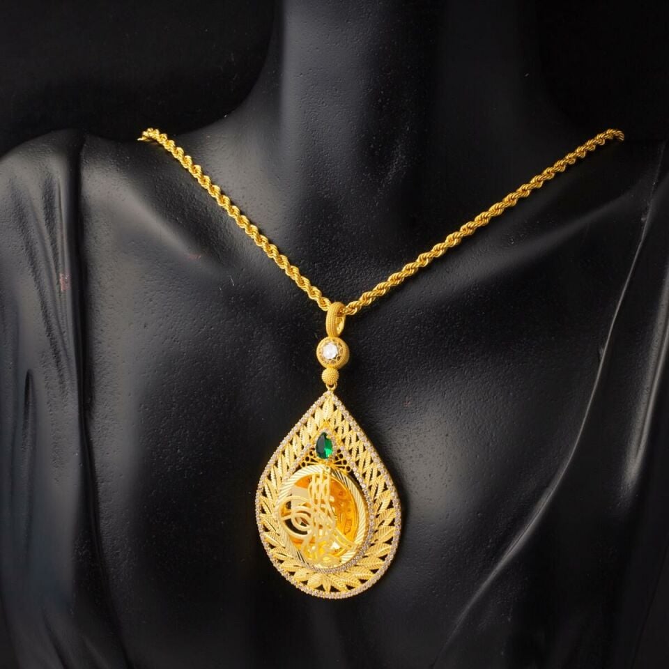 Yaprak Damla Tuğra Altın Kolye