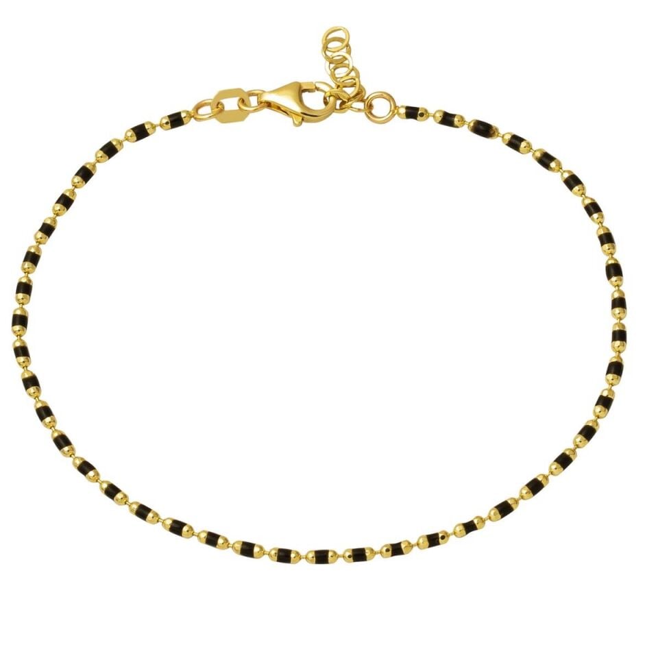 Siyah Mineli 14 Ayar Altın Bileklik