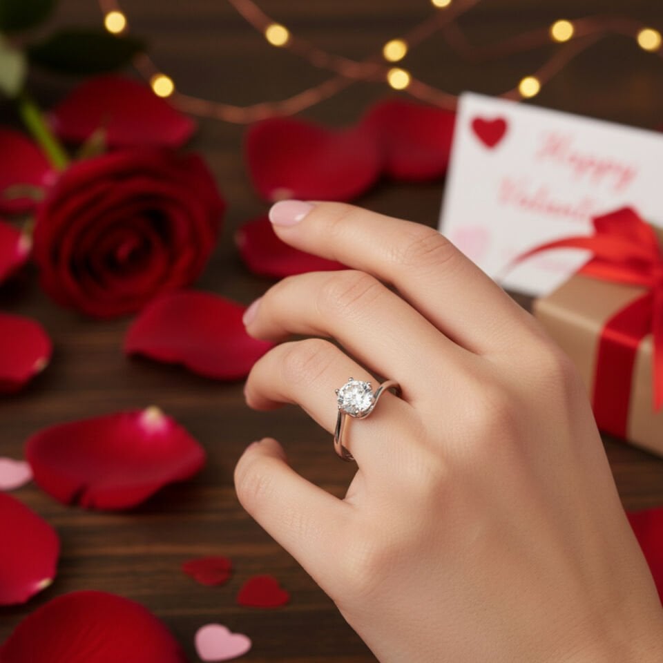 14 Ayar Altın Beyaz Tektaş Yüzük