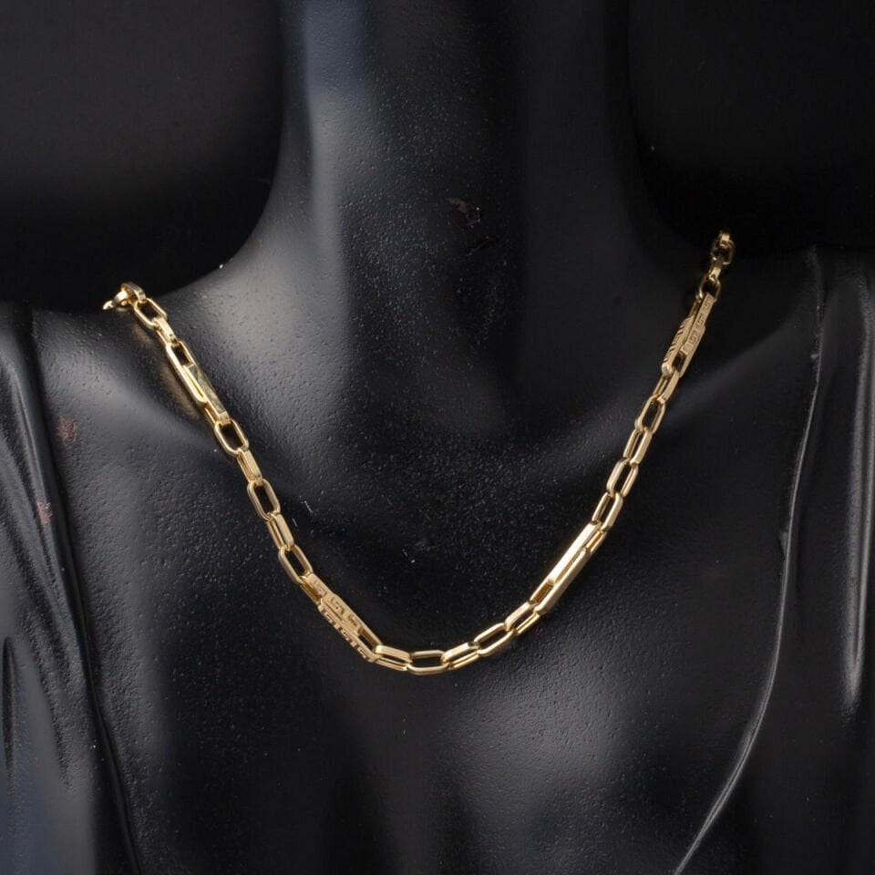 Versage Halkalı 14 Ayar Altın Ataç Zincir Set